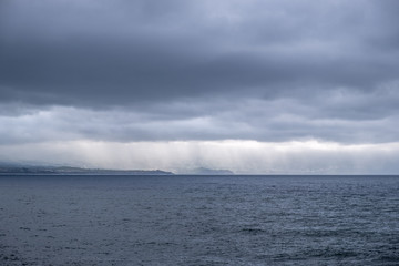 Beautiful view of Storm in Coast North (Ribeira Grande) of the Island of São Miguel Island, Azores, Portugal