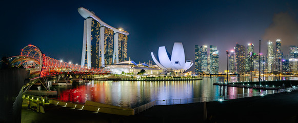 Singapore tourist landmarks night shot 