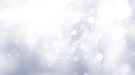 white snow blur abstract background. Bokeh Christmas blurred beautiful shiny Christmas lights