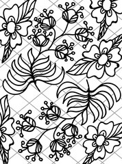 abstract flowers drawings on a white background for coloring