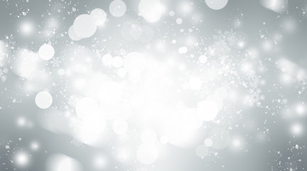 white blur abstract background. bokeh christmas blurred beautiful shiny Christmas lights. Snow background.