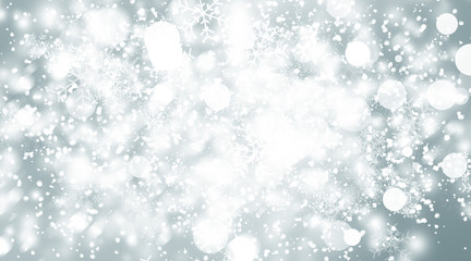 white blur abstract background. bokeh christmas blurred beautiful shiny Christmas lights. Snow background.