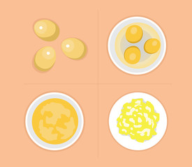 Egg Scramble Omelette Sequence Cooking Vector Illustration