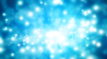 white bokeh blur background / Circle light on blue background / abstract light background