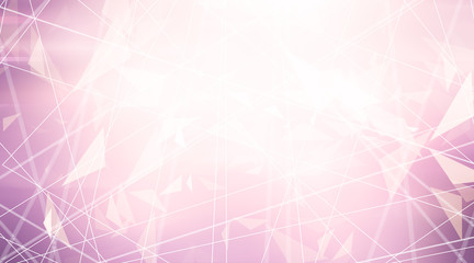 white blur geometric light on pink background with line network data.