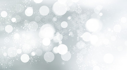 white snow blur abstract background. Bokeh Christmas blurred beautiful shiny Christmas lights