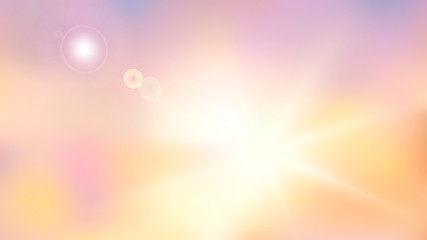 Obraz premium Heaven blur background abstract art. Blurred blue sky backdrop with light bokeh clouds. Vector illustration in colors of dawn