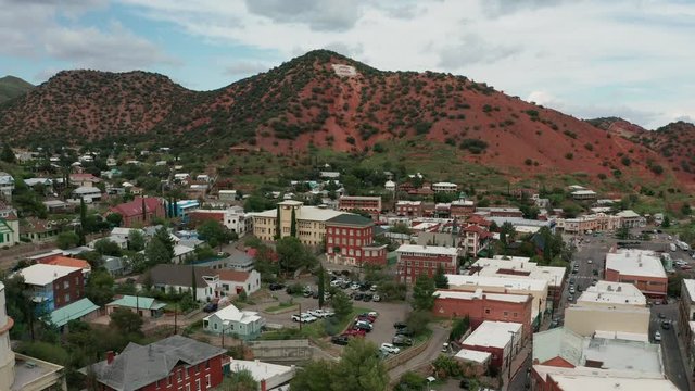 Over The Downtown City Center area of Bisbee Arizona USA