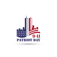 Patriot Day logo with Twin Towers on american flag,