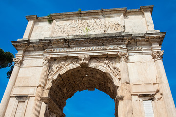 Fototapeta na wymiar The Arch of Titus located on the Velian Hill in Rome
