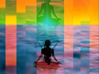 Foto op Plexiglas 瞑想する女性のシルエット © k_yu