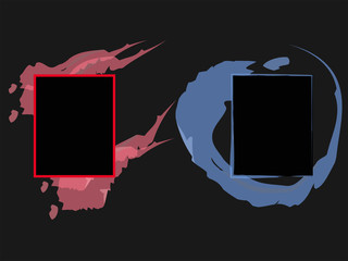 hand holding blank card,frame from red and blue concept