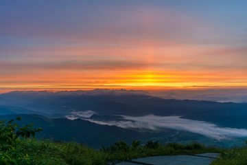 Dawn at mountains landscape in Hakuba Happo-one Japan