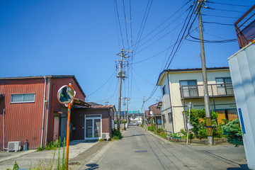 仙台荒井の街並みと青空