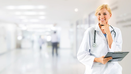 Woman doctor working at the hospital office. Medical healthcare and doctor staff service.