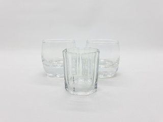 Transparent Glass Cup for Kitchen Cafe Restaurant Utensils in White Isolated Background