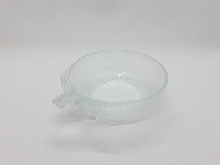 Transparent Dish Plate Bowl for Kitchen Cafe Restaurant Utensils in White Isolated Background