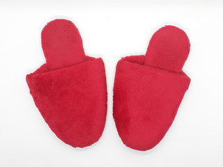 Beautiful Colorful Red Sandals Flip-Flop for Summer Beach Hotels or Home Footwear in White Isolated Background