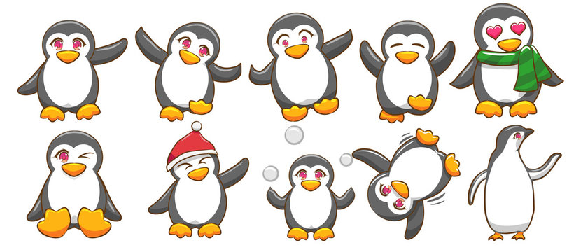 penguin vector set graphic clipart 