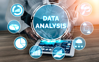 Data Analysis for Business and Finance Concept. Graphic interface showing future computer...