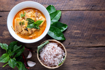 Bamboo curry with Coconut milk and Rice Berry., Thai food, Thai name Kang nor mai 