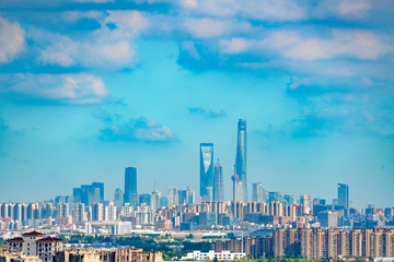 Obraz premium Overlooking the town side of the suburbs of Shanghai