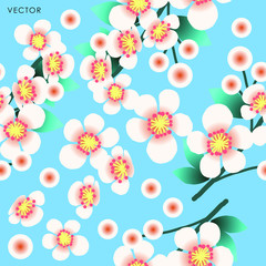 Cherry blossom seamless Pattern, Vector illustration design element