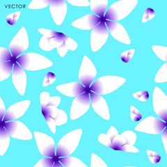 Fototapeta na wymiar Plumeria flower seamless pattern, Vector illustration design element