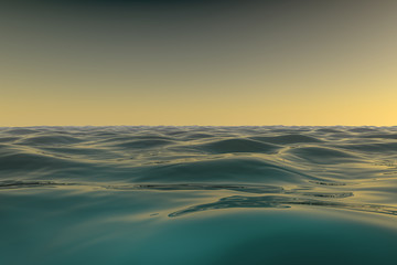 Ocean or sea wave at morning, 3D rendering