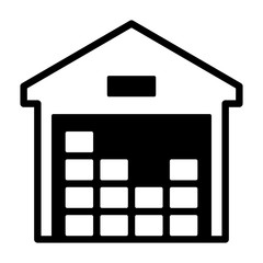 Warehouse with boxes of inventory or fulfillment distribution center flat vector icon for apps and websites