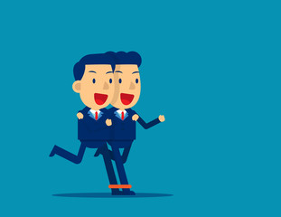 Business togetherness. Concept business teamwork vector, Achievement, Cute business, Flat kid business cartoon design.