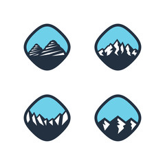 Mountains, rocks and peaks. Vector illustration and logo design elements