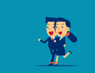 Business togetherness. Concept business teamwork vector, Achievement, Cute business, Flat kid business cartoon design.