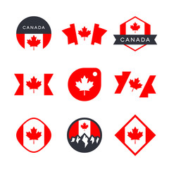 Canada, Canadian flag and red maple leaf logo design