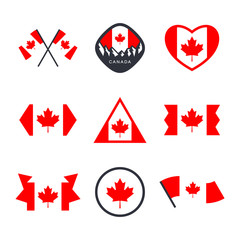 Canada, Canadian flag and red maple leaf logo design