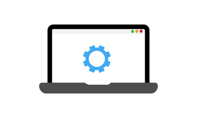 laptop and gears icon. One of set web icons