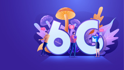 Flat design 6G wireless high speed network, developer team establish 6g for faster and better wireless connectivity