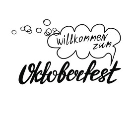 Lettering welcome to Oktoberfest in black color with drops