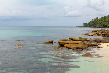rack beach landscape at koh kood Thailand