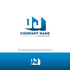 DJ D J Letter Initial Logo Design in shadow shape design concept.