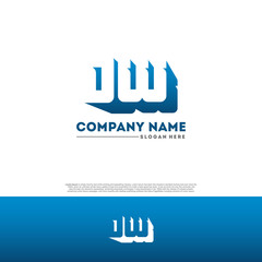 DW D W Letter Initial Logo Design in shadow shape design concept.