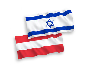 Flags of Austria and Israel on a white background