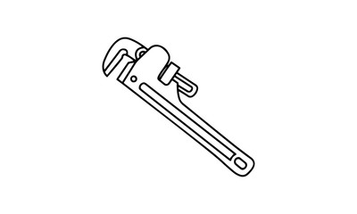 Pipe wrench vector icon for plumbing and construction tools