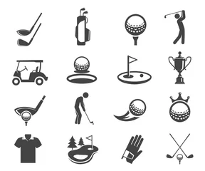 Foto auf Acrylglas Golf sport game vector glyph icons set © Vikivector