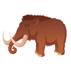 Obraz premium Prehistoric mammoth with long tusks vector illustration
