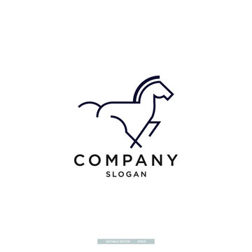 line art running horse logo template