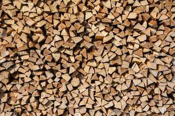 Stack of firewood, closeup, texture, wallpaper