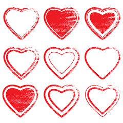 heart shape postal stamps set.illustration vector