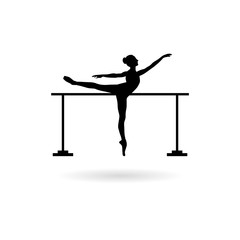 Silhouette of dancing ballerina icon. Isolated on white background