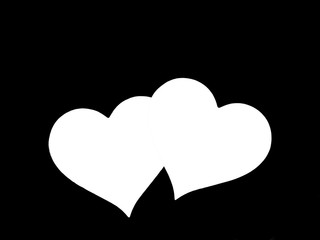 White hearts on a black background. Winter love concept